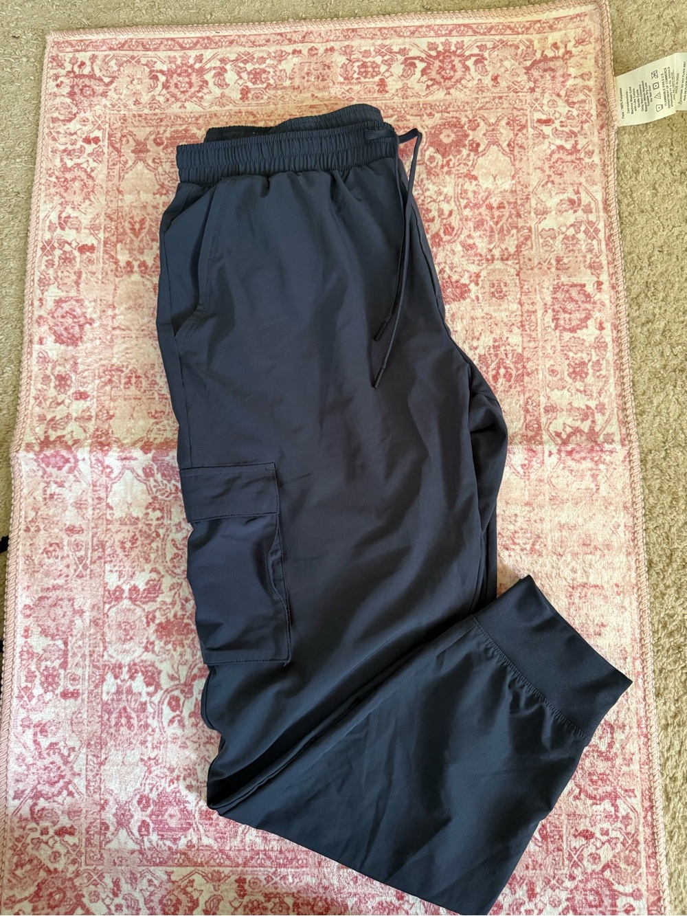 Men's Dark Navy Cargo Jogger Pants with Elastic Waist